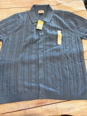 Goodfellow & Co Blue Cable-Knit Polo Cardigan